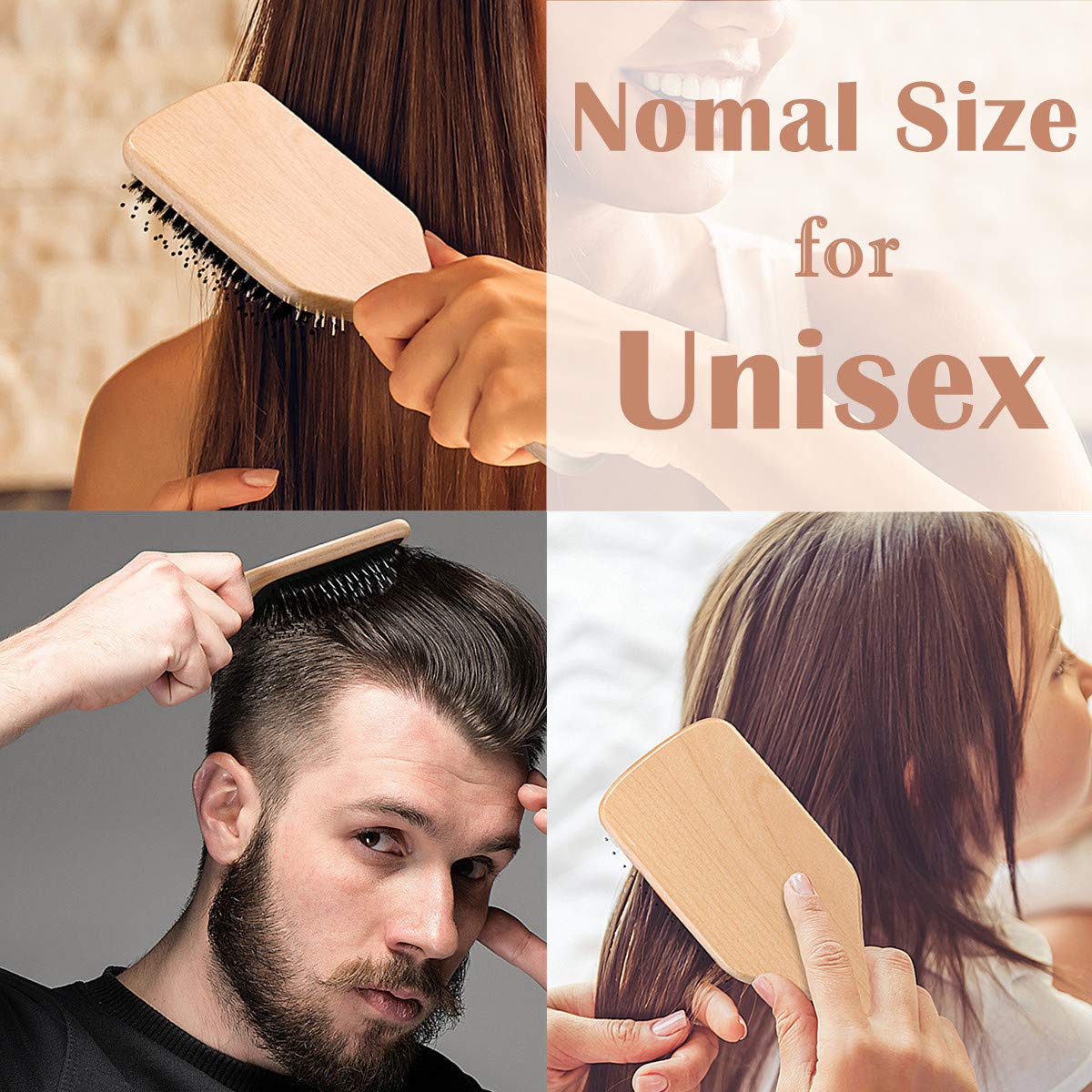 Hair Brush, Sosoon Boar Bristle Paddle Hairbrush for Long Thick Curly Wavy Dry or Damaged Hair,